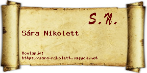 Sára Nikolett névjegykártya